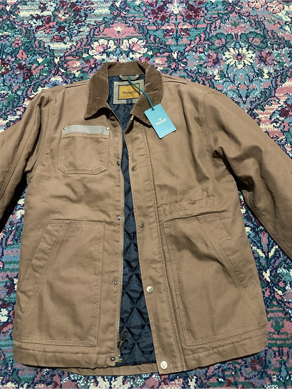 Venado Men’s Brown Quilted-Lined Conceal Carry Field Jacket NWT
